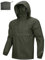 Outdoor Ventures Veste de pluie pour homme - Veste imperméable légère à capuche coupe-vent - Veste d'extérieur pliable et respirante pour voyage, camping, course à pied, randonnée, vert militaire,