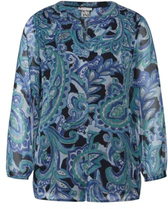 Street One Damen Chiffon Bluse mit Muster Intense Aqua 46