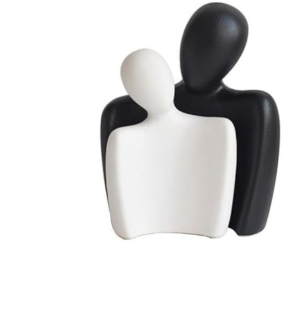 Kityemo Keramik Paar Skulptur Dekoration, Kreative Liebesstatue Figur für Wohnzimmer Schlafzimmer Büro, Abstrakte Figuren Statue als Geschenk für Paare, Weiß und Schwarz