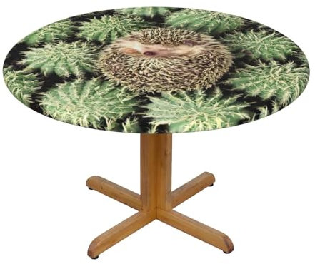 EdWal Runde Tischdecke mit Igel-Kaktusdruck, elastische Tischdecken, perfekt für Küche, Esszimmer, Partys