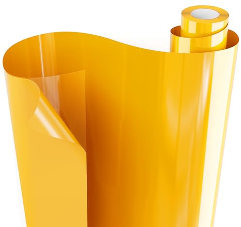 JAVIGA 10 x 10ft 3D Puff Vinyl Heat Transfer for T-Shirts, Yellow Iron on Vinyl Roll for Cricut, All Cutting Machine and Heat Press, Yellow HTV Vinyl for Cloth, DIY Fabrics Heat Vinyl Design