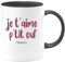 quotedazur - Mug Cadeau Saint-Valentin Je t'Aime - Tasse Cadeau Amour Couple - Noir/Céramique