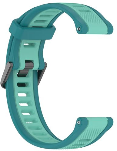 Yikamosi Compatibile con Garmin Forerunner 165 Cinturino per Donne e Uomini,Doppio colore Sgancio Rapido Silicone Chiusura in Metallo Cinturino di Ricambio per Forerunner 165,Verde/Verde Menta