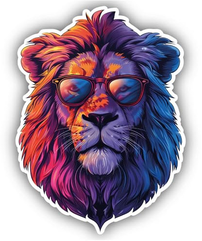 Samunshi® Cooler Löwe mit Sonnenbrille Aufkleber Autoaufkleber für Motorrad Fahrrad Roller oder Auto Sticker Fahrrad Mtb Mountainbike Rennrad Comic Cartoon Retro Drip Sticker 7x10cm