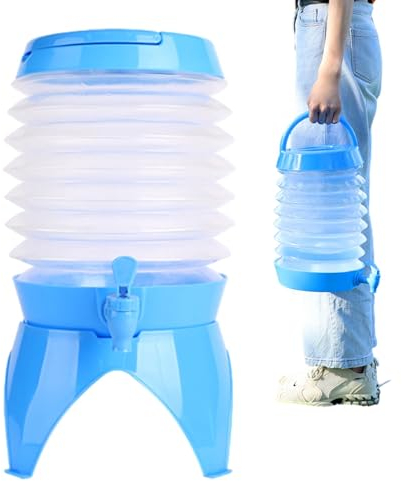 Foldable Drink Dispenser | Collapsible Drink Beverage Dispenser | Water Jug with Tap | Folding Drinks Dispenser | Portable with Handle & Stand | Foldable Water Dispenser for Outdoor Activities
