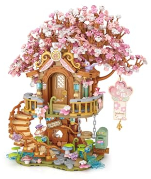 CreativeBlocker Mini Bausteine Set, Baumhaus Klemmbausteine, kirschblütenbaum Baumhaus Mini Bausteine, Straßenszenen Bausteine, EIN Tolles Geschenk für Jugendliche Und Erwachsene (1149PCS)
