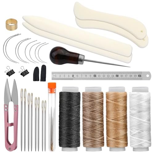 Wamkon 33 Buchbinder Set Anfänger Buchbinder Werkzeuge Set Buchbinden Set | Falzbein-Werkzeug Buchbindezubehör mit Gewachsten Fäden Buchbindeahle Buchbindewerkzeug Buchbinde-Set für Anfänger