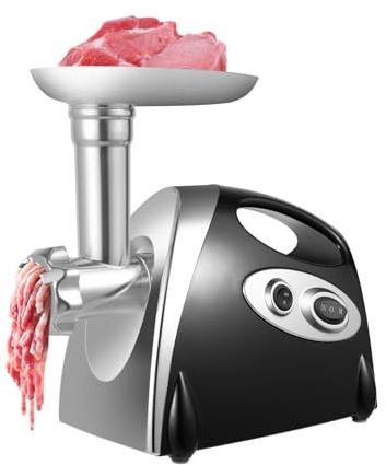 Elektrische Fleischwolf, 2800W Meat Crusher Wurstmaschine Küche Lebensmittel Fleischwolf Wurst Stuffer Maker Edelstahl Schwarz mit 3 Metall-Scheiben
