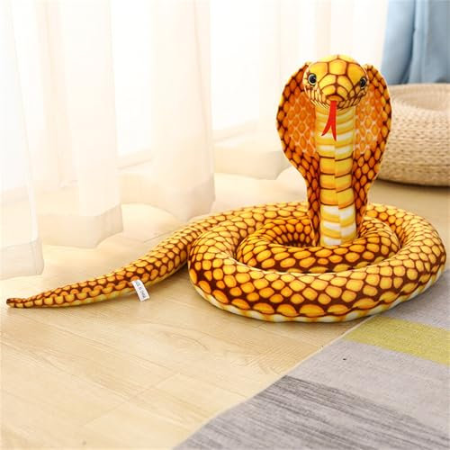 champracer Schlange Kuscheltier, Python Plüsch Spielzeug, Realistische Kobra Plüschtier, Schlange Stofftier für Geburtstag Party Prank Requisiten (80 cm,Gelb)