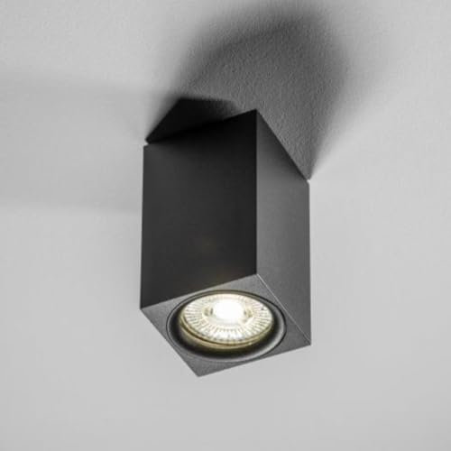 CGC Lighting Indoor Ceiling Spotlight Adjustable GU10 LED Spot Light Wall Modern Single (Black Square)
