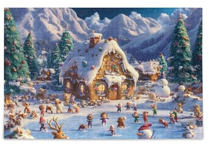 Weihnachtsdorf-Puzzle, Herausforderungspuzzle für Erwachsene, fertige Größe 74,9 x 50 cm