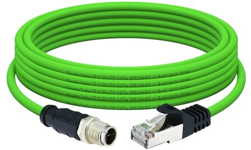 Lonlonty M12 X-Coded 8 Pin to RJ45 Cable Cat6A Industrial Ethernet Shielded Cable 16.5ft for Industrial Ethernet Network Cognex and Automation Application SFTP 26AWG