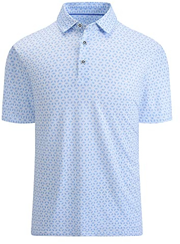 Alex Vando Mens Golf Shirt Moisture Wicking Quick-Dry Print Performance Polo Shirts for Men