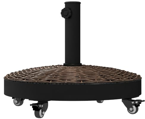 Outsunny Pied de Parasol Rond 4 roulettes Ø 52 x 41H cm Résine Bronze | Base de Lestage, Poids Net 22,7 kg