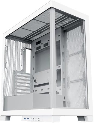 Full ATX PC Case, Large EATX White Tower Gaming PC Case, High Air Flow, Meshed Panels