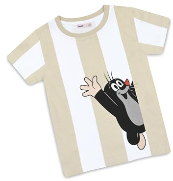 koaa Der Kleine Maulwurf Guck Guck Stripes T-Shirt – der kleine Maulwurf, farbiges Shirt gestreift, weiß braun gestreift, 104–128 (DE/NL/SE/PL, Numerisch, 122, Regular, Weiß/Braun)
