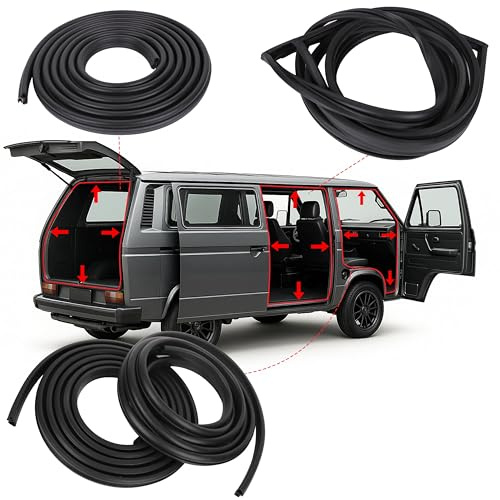 INLY 4 Teilig Dichtungssatz Türdichtung + Heckklappendichtung + Schiebetürdichtung Dichtung Gummidichtung Kompatibel Mit Transporter T3 251837911B 251837911 251837912 251837912B 255829193 (1979-1992)