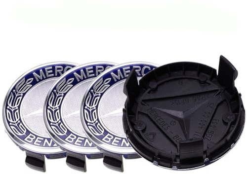 Auto Nabendeckel Nabenkappen, 4 Stück Blau ABS OEM Radnabenkappen Felgenkappene Zubehör (75 mm)