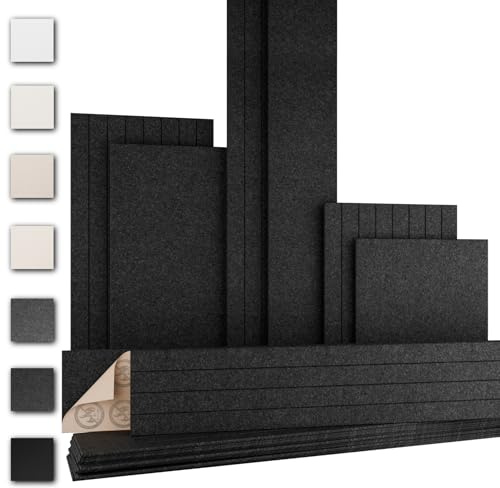 AKUSTIKO Akustikpaneele selbstklebend 4er Set 240x30cm - Schallschutzplatten Feuerfest Schalldämmung & Schallabsorber akustik Filz Paneele Wanddekoration Filzplatten Wand Decke Anthrazit