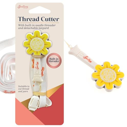 Sew Easy Yarn Thread Cutter – Snip Sewing & Embroidery Thread, Built in Needle Threader & Lanyard for Sewing Quilting Dressmaking Tailoring
