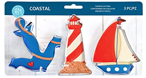 R&M Ausstechform Küstenmeer, 3-teiliges Set, inklusive Anker, Leuchtturm und Segelboot-Ausstechform.
