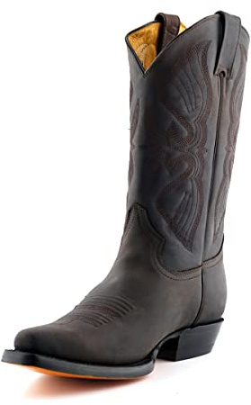 Grinders, Stivali da cowboy uomo, Marrone (Crazy Horse Dark Brown), 12 UK