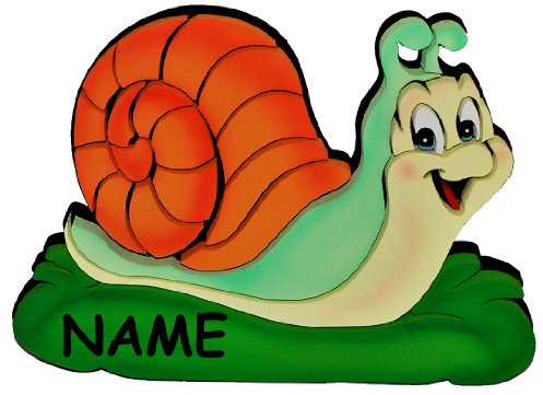 alles-meine.de GmbH 3-D Wandbild/Türschild/Wandtattoo - XL Schnecke Tier - Wetterfest - incl. Name - Bild Kinderzimmer Wandsticker Wanddeko Namensschild
