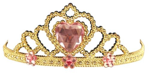 Diadem, Modell B, Gold, Silber, mit rosa Schmucksteinen, Prinzessin, Karneval (Gold)