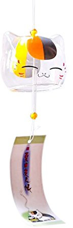 Carillon à Vent Chat en Verre Style Japonais Décoration Suspendue pour Maison Jardin - #1