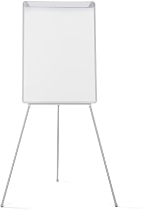 Bi-Office Pizarra Magnética con caballete de trípode basic, pizarra euro 70 x 100 cm, rotafolios con Marco Gris, con bandeja y clip ajustable para bloques