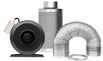 Sunstream 4 Inch 300 CFM Inline Fan 4 Inch Carbon Filter and 25 Feet 7.6M Ducting Combo All-In-One Ventilation Kit for Grow Tent