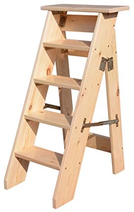 Klappstufen Klapptritt Klappleiter Regal Holz Trittleiter 5 Stufen leich Faltbar Tritthocker Mehrzweck-Trittleiter Trittstufen Treppen Treppenstuhl - 300 lb Kapazität