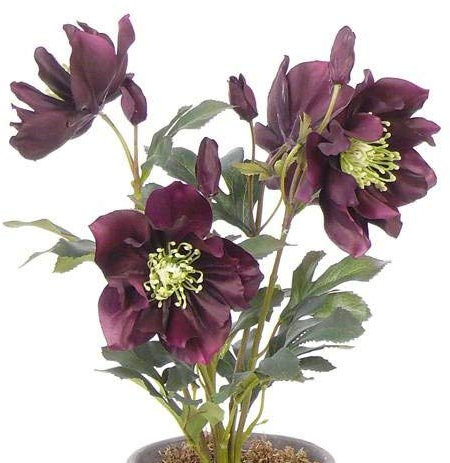 artplants.de Kunstblume Christrose Yadira auf Steckstab, violett, 40cm, Ø 7cm - Kunstrose