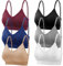 Thrilez 6Pcs V Neck Cami Bras for Women, Camisole Non-Wired Bralettes, Seamless Sports & Sleeping & Home Bra with Double Straps & Removable Pads for Women Girls