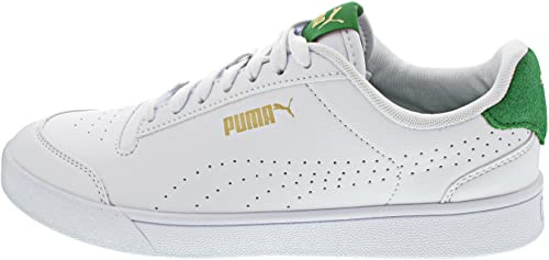 PUMA Unisex Adults' Fashion Shoes Puma Shuffle Perf Low-Top Sneakers & Trainers, Puma White-Puma Team Gold-Amazon Green, 40