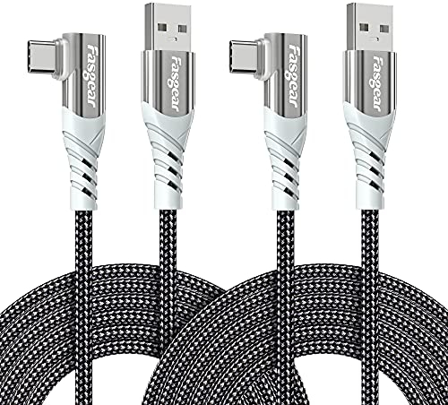 Fasgear Cavo USB C a 90 gradi: Cavo di ricarica rapida di tipo C ad angolo retto Cavo di ricarica rapida Compatibile con Samsung Galaxy S20 S10 plus S9 S8 A70 A51 | Huawei P30 P20 (3metri, 2 Neri)