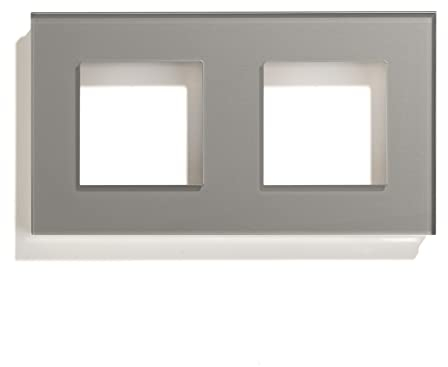 BSEED Rahmen Glasrahmen Panel für Lichtschalter und Steckdose Kristall Glasscheibe für Wandlichtschalter und Steckdosen Grau 157mm