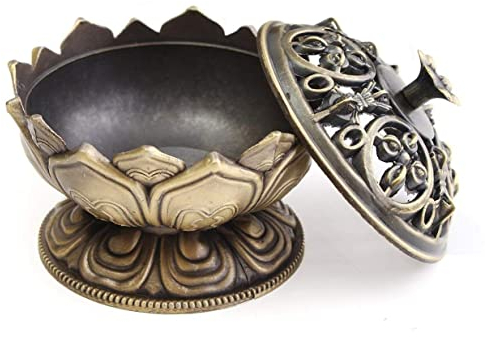 Bouddha Chinois Alliage brûleur d'encens Fleur de Lotus Porte-encens encensoir à la Main pour Bouddhiste décoration de Bureau à Domicile Deft Design
