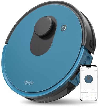 OKP Staubsauger Roboter, 3800Pa Saugleistung, LDS Lidar Navigation, Mehrstufige Kartierung, Eingeschränkter Bereich, APP, WiFi Saugroboter mit Ladestation, Geeignet für Tierhaare, Teppiche, Hartböden