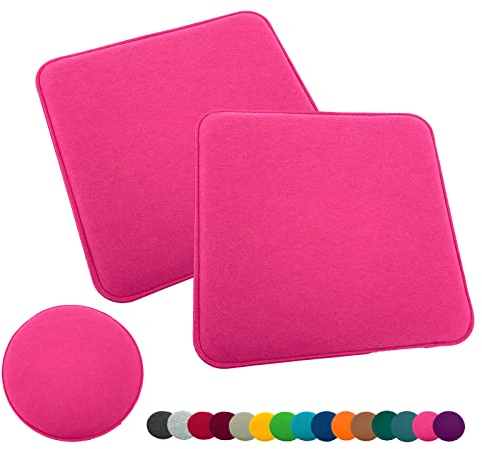 heimtexland ® 2er Pack Sitzkissen Filz Stuhlkissen Bodenkissen Polster Stuhlauflage Indoor Outdoor Kissen eckig Typ631 Filzkissen pink 35x35 cm 2 Stück