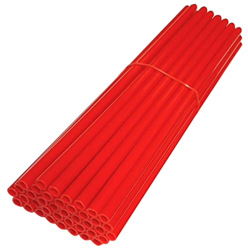 cyclingcolors 72x Couvre Rayon Roue Avant arrière Jante Tube Paille Fendue 235 mm (21 Pouces) idéal vélo BMX Fixie Moto cyclomoteur Pit Dirt Cross (Rouge)