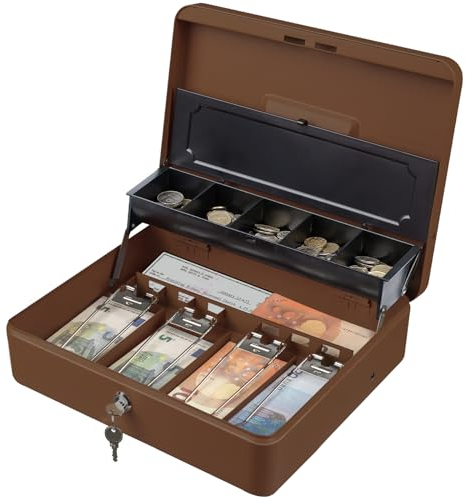 Tera Kassenlade für Geld und Geldscheine, manuelle und automatische Öffnung, 4 Fächer für Geldscheine und 5 Münzen, 30 x 24 cm, POS Restaurant Supermarkt, KL380-CF