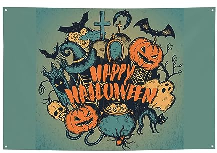 Oktoberfest-Banner, 180 x 120 cm, Bierfestival-Hintergrund, Dekoration, Fledermaus, Grabkreuz, Katzen, Partyzubehör, Hofbanner, Fotografie-Hintergrund für Wand, Haustür, Zaun