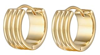Elli Ohrringe Damen Creolen Rillen Struktur Chunky Goldfarben