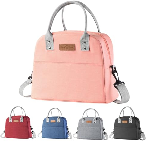 Zxglxinyao Fiambrera para hombres y mujeres, lonchera aislada para adultos, bolsa de almuerzo, contenedor de alimentos reutilizable, adecuado para el trabajo, viajes, picnic, oficina (rosa)