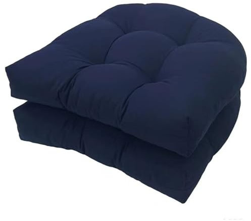 Outdoor Seat Cushions for Wrought Iron Patio Furniture Chair, Outdoor Dining Chair Cushion 18.9 x 18.9 Water Repellent Fill Tufted Patio Furniture Cushions(Navy blue,48 * 48cm)