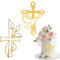 Zeayebsr 2 Stück Kuchen Deko Kreuz Cake Topper Taufe Gold Acryl Torte Deko, Schillernder Spiegeleffekt für Hochzeit, Geburtstag, Weihnachten, Party & mehr, Kreuz und Blätter,tortendeko Kommunion