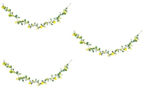 ABOOFAN 3 Stück Simulierte Zitronendekoration Simulationsfruchtgirlande Zitronengirlande Mit Grün Künstliche Zitrone Dekorative Zitronengirlande Für Zuhause Zitronenranken