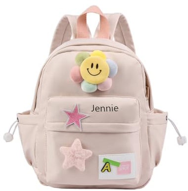 kaululu Rucksack Kinder Personalisierte Kinderrucksack Mädchen Jungen mit Namen Kindergartenrucksack Mädchen Jungen Schulanfang Einschulung Geschenke für Mädchen 5-10 Jahre (Rosa)