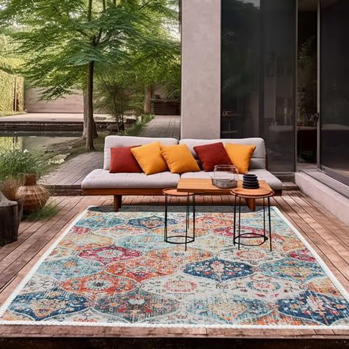 HGTRH Outdoor-Teppich 200x300, Balkon Teppich Outdoor, Wasserdichter Teppiche für DraußEn Pflegeleicht mit Rutschfester Unterseite Kristallsamt Teppiche Gegend für Wohnmobil Camping